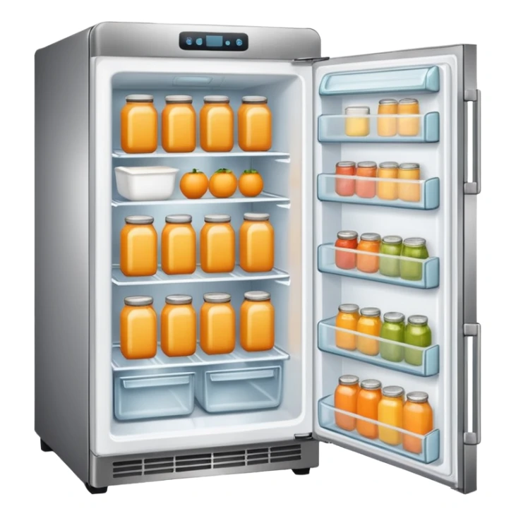 Hi refrigerator ! 
light orange color 
size: 512*512 
inside: full of ingridents sticker