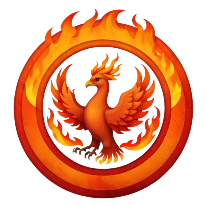 Name text of " Emberborn " An object of fire, circle and Phoenix sticker
