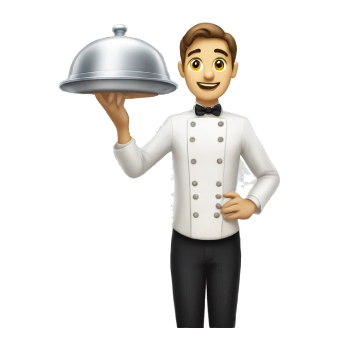 waiter holding cloche in ha sticker