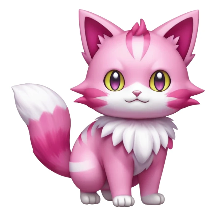 Shiny Skitty-Delcatty-Pokémon-Fakémon-hybrid-creature (full body) sticker
