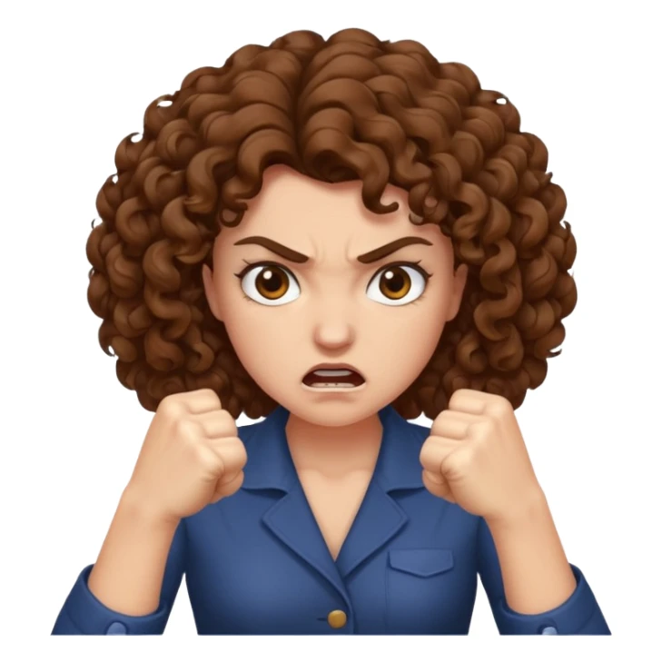 angry curly haired woman with torso sticker