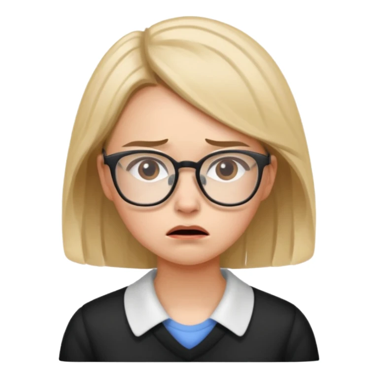 a young lady going crazy not having any work... wearing glasses sticker