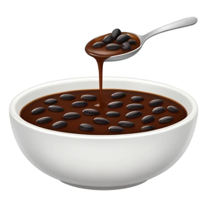 small white bowl of smooth black bean sauce, no spoon sticker