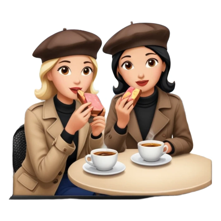  paris women eating SPAM meat at cafe landscape  sticker