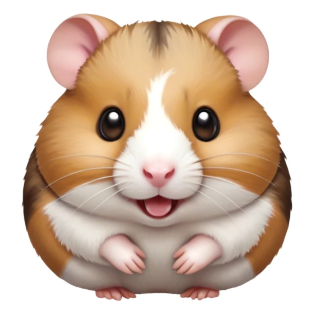 Cinematic Comical Brown and White Banded Hamster Portrait Emoji, Head tilted dramatically with an exaggeratedly amused expression, featuring a striking fur with bold brown and white banded patterns, wide, expressive dark eyes filled with playful disbelief, Simplified yet hilariously expressive features, highly detailed, glowing with a slightly sassy glow, high shine, dramatic yet playful, stylized with an air of cheeky mischief, bright and endearing, soft glowing outline, capturing the essence of a spirited and over-the-top hamster, so meme-worthy it feels like it could side-eye its way into internet fame instantly! sticker