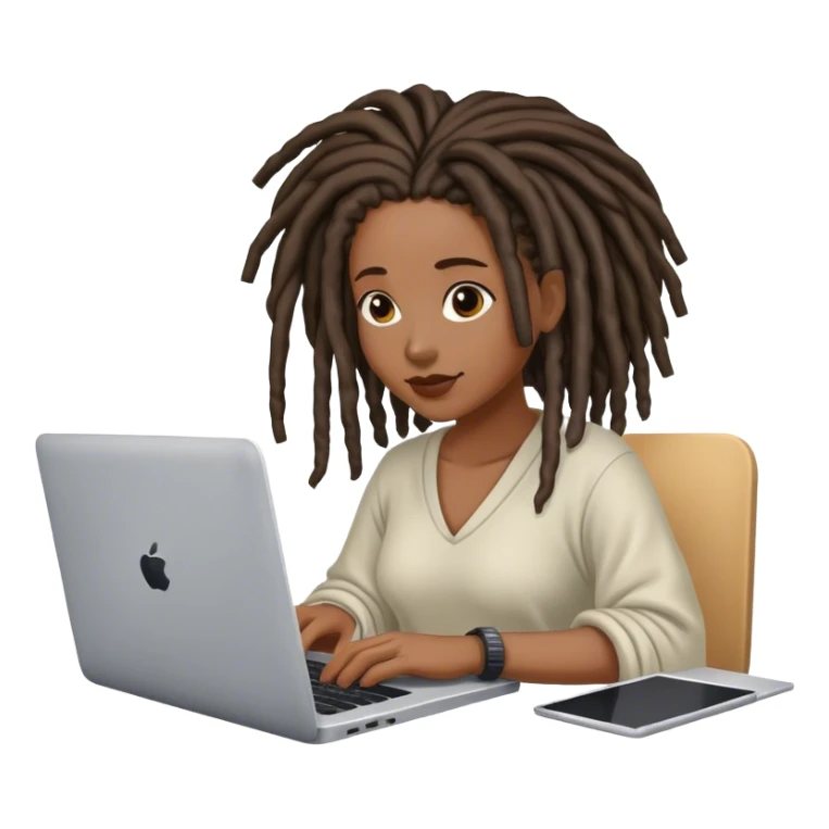 Black woman with locs on a laptop sticker
