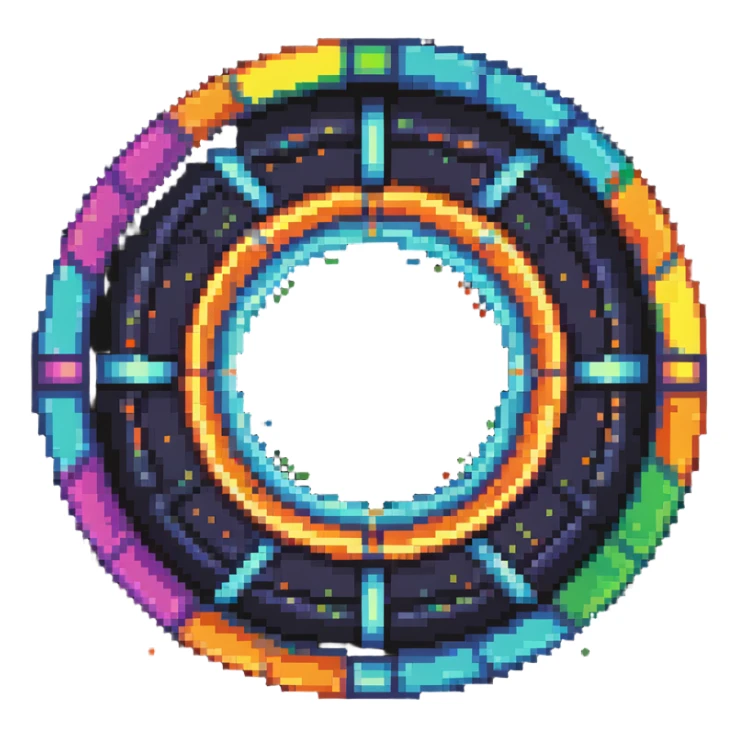 sci-fi teleportation portal with colorful energy beams sticker