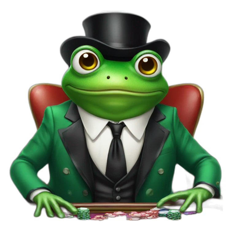 frog wearing tuxedo playing poker in casino sticker