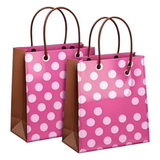pink and brown polka dot shopping bags sticker