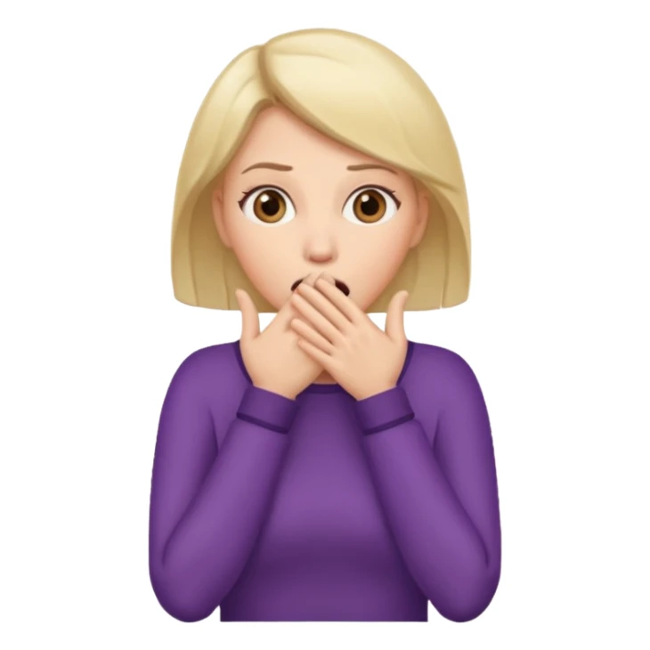 woman surprised with her hands over her mouth, full body sticker