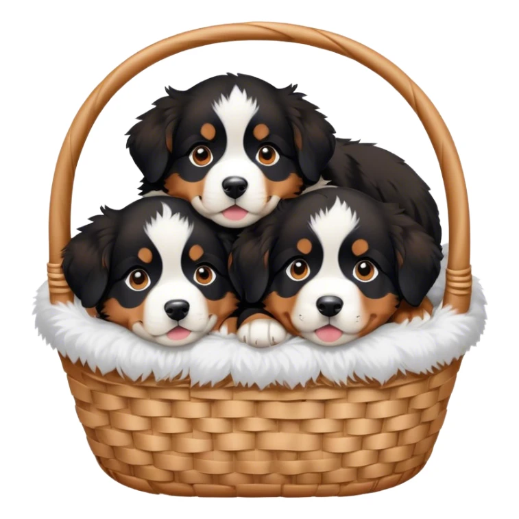 kawaii disney bernese mountain dog puppies in a basket sticker
