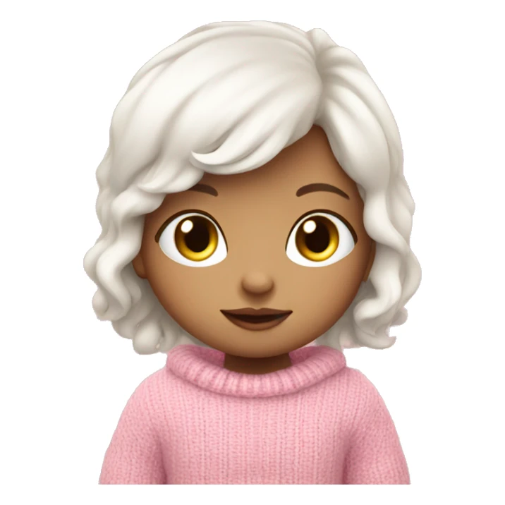 Pretty white baby girl with pink sweater reading cozy 3d sticker