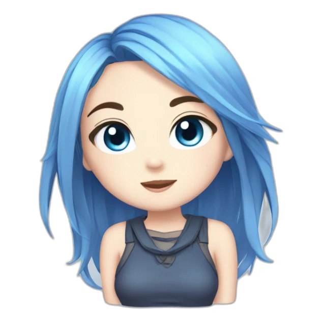 emoji for twitch, anime chibi-style, girl, blue eyes,  sticker