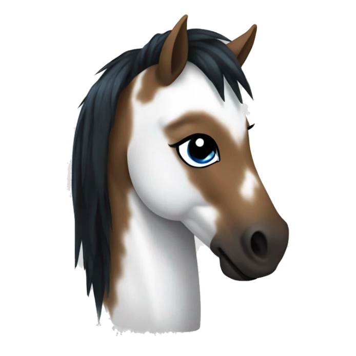 Pony Brown and White with Blue eyes and black hair sticker