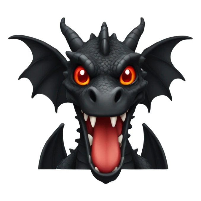 Black dragon with circle head and red eyes sticker