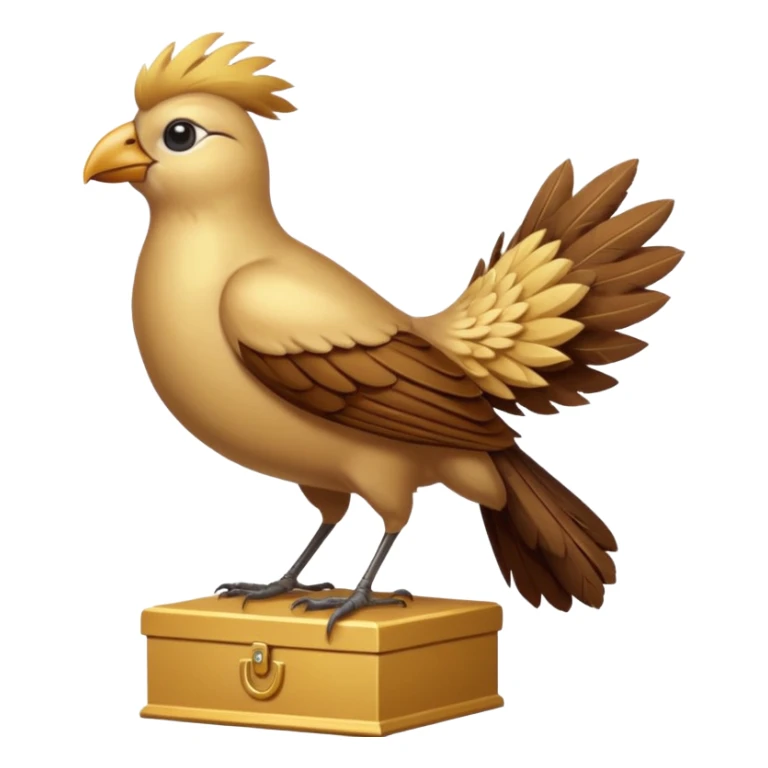 golden bird on top, cream-colored on the chest sticker