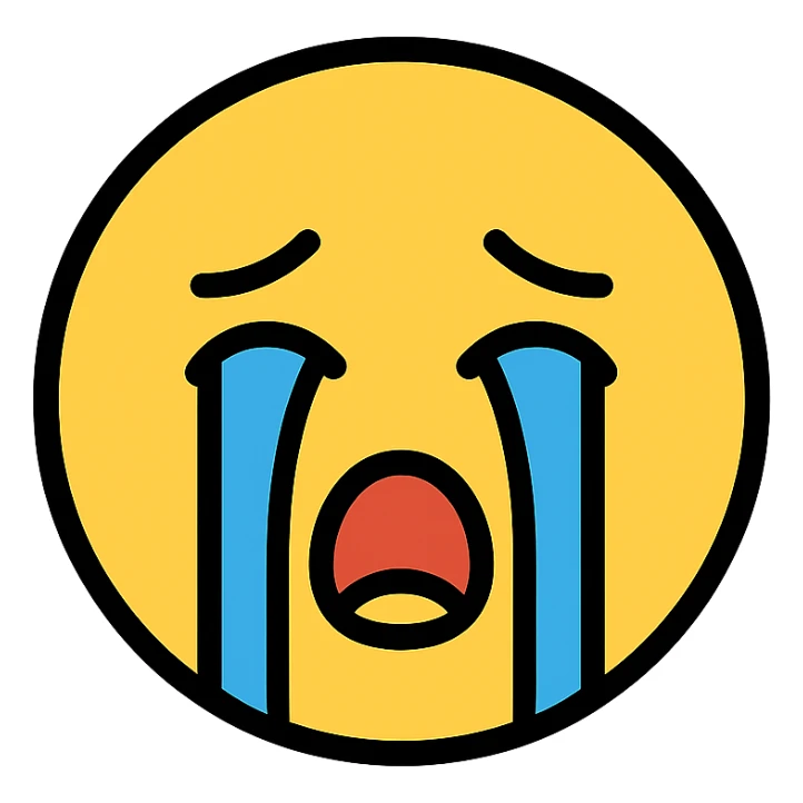 crying face, color outline icon style sticker