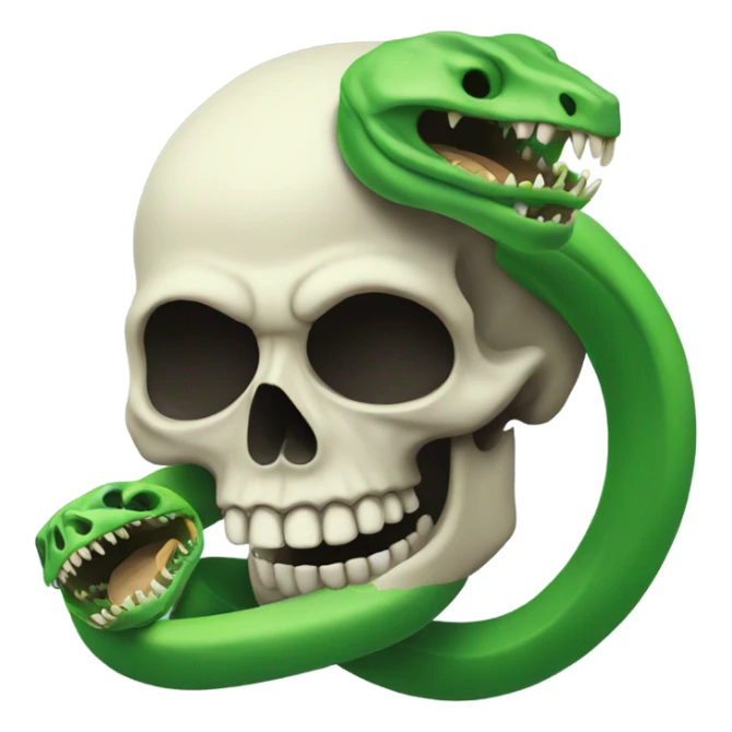 skull with open mouth green snake sticker
