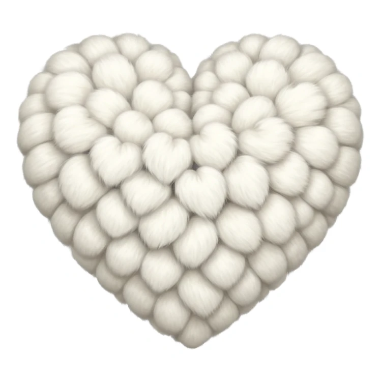 white fur heart, large clumps of wool sticker