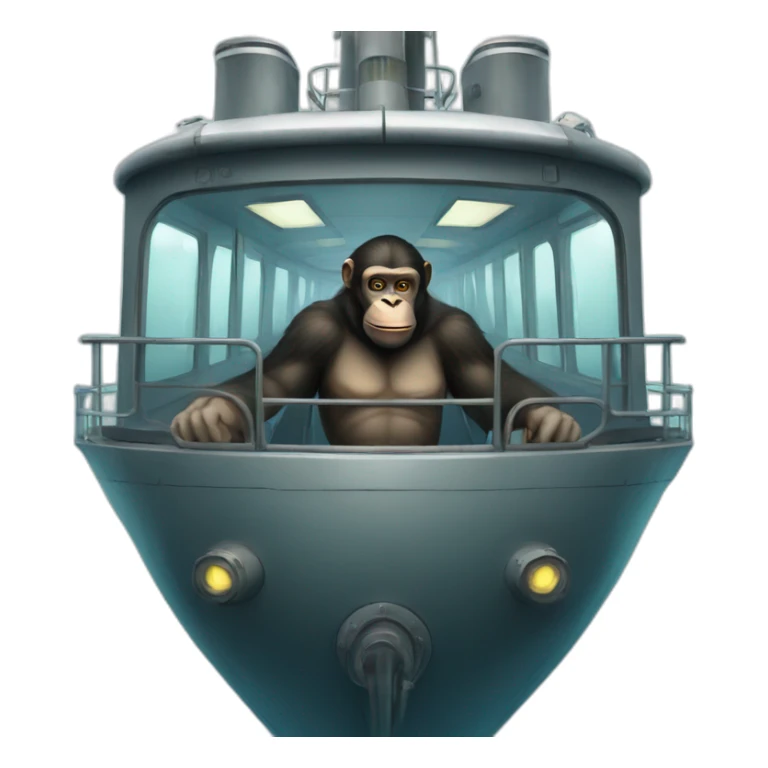 Human-like ape in a submarine ship sticker