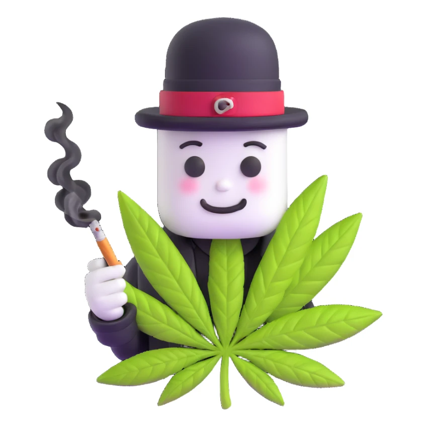 marshmallow gangster smoking weed sticker