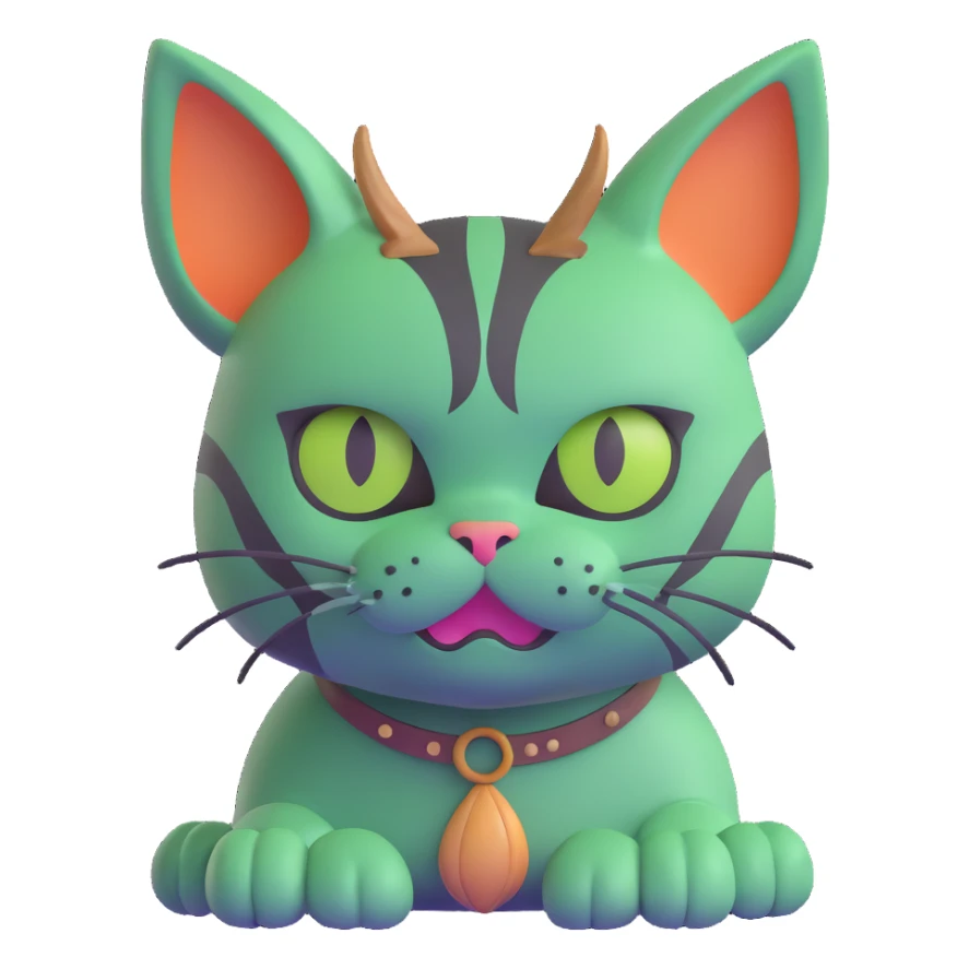 cat as Shrek with green skin and ogre ears sticker