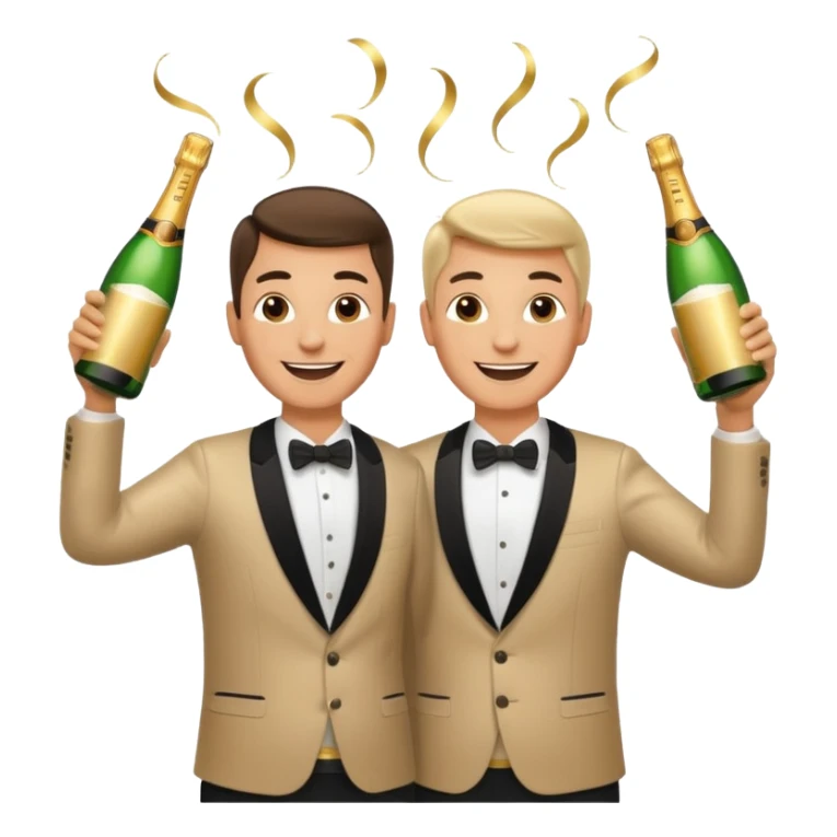 happy man raising two bottles of champagne sticker