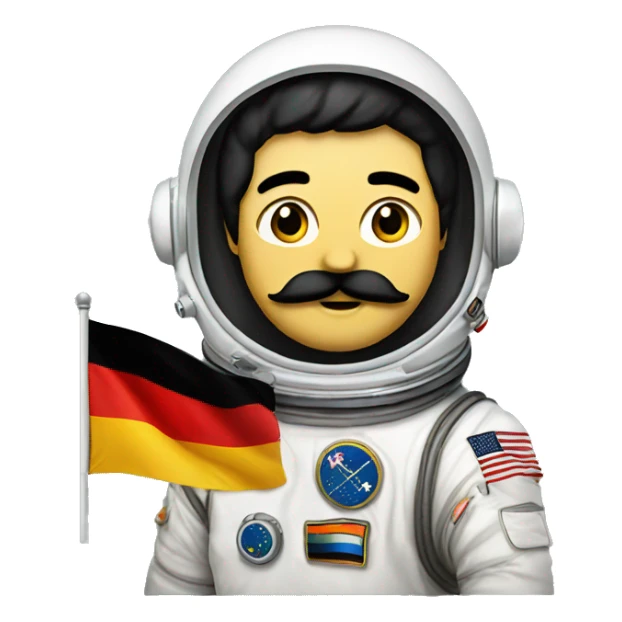 astronaut with black mustach, German Flag, black hairs sticker