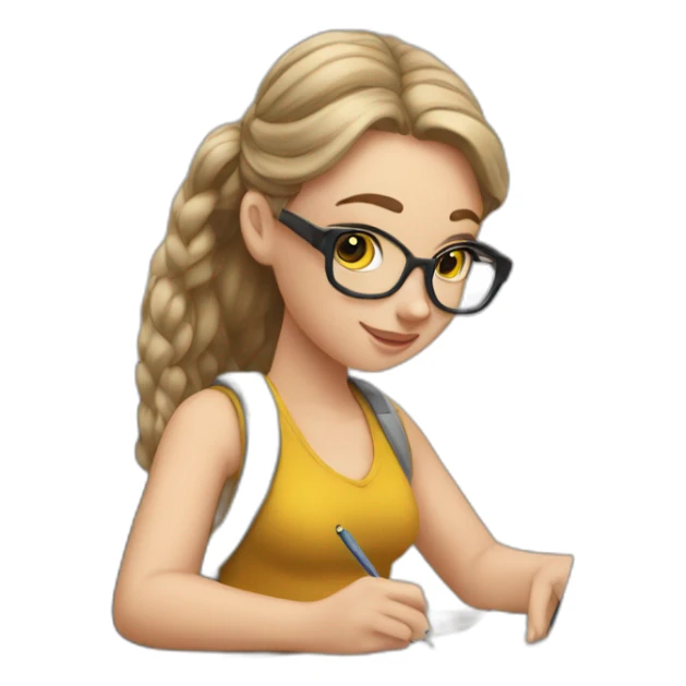 White girl studing wring on a paper 📝 sticker