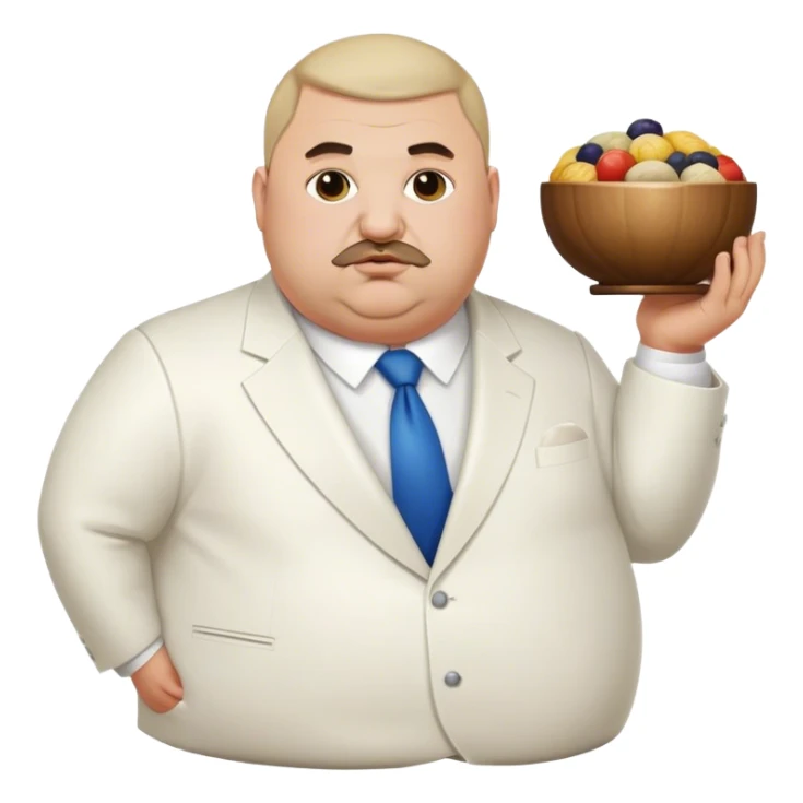 Fat Armenian oligarch with bowlcut wearing white suit sticker