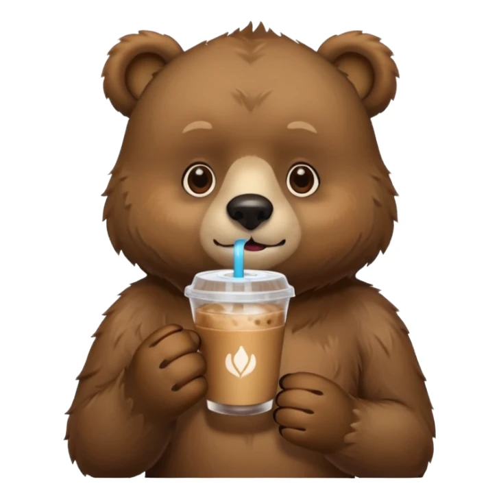 Bear drinking iced coffe sticker