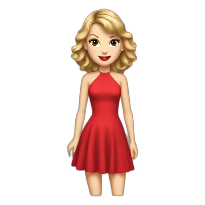 Taylor swift in red dress and song sticker