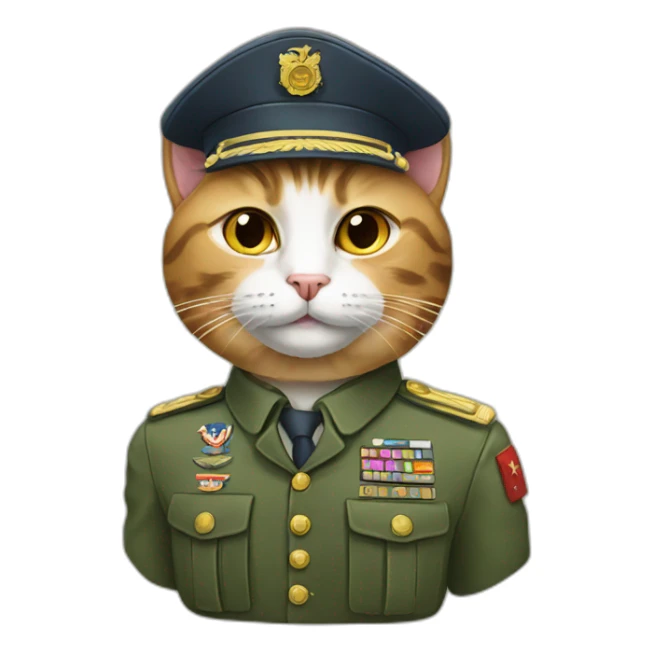 cat in military uniform on keyboard sticker