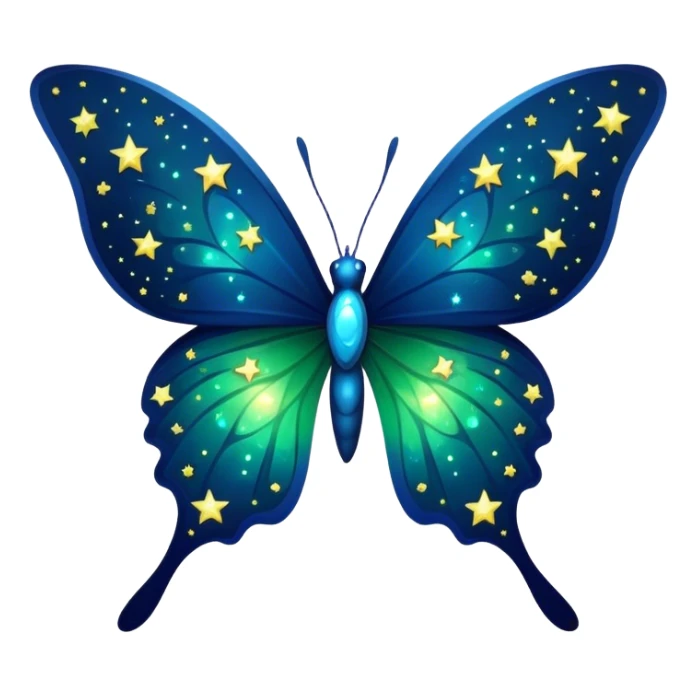 blue and green butterfly with stars from night sky sticker
