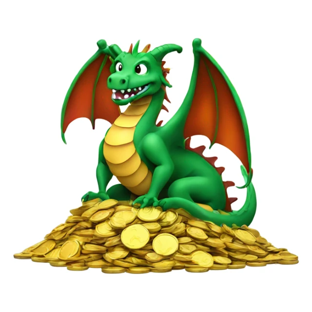 dragon sitting on a pile of coins sticker