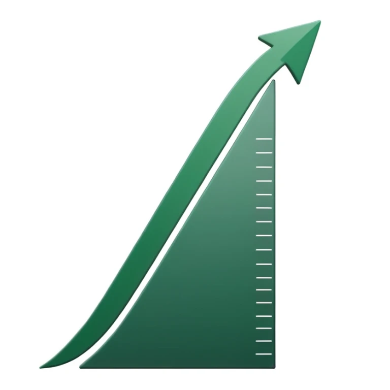 white growth chart with smooth dark green upward arrow, almost no steps, modern minimalist style sticker
