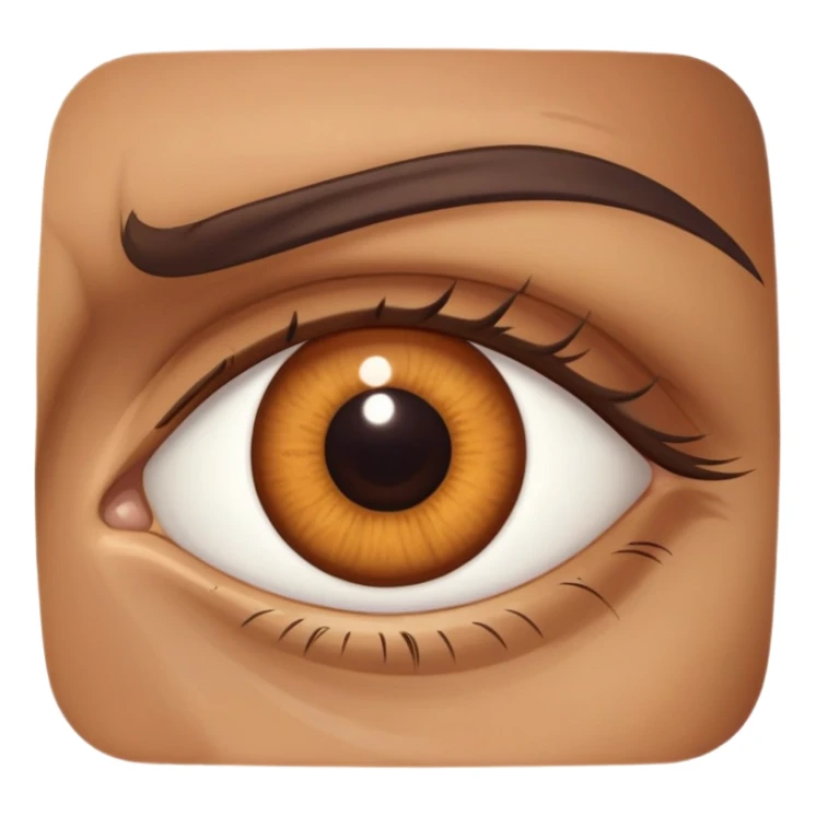 A man inside a brown eye  sticker