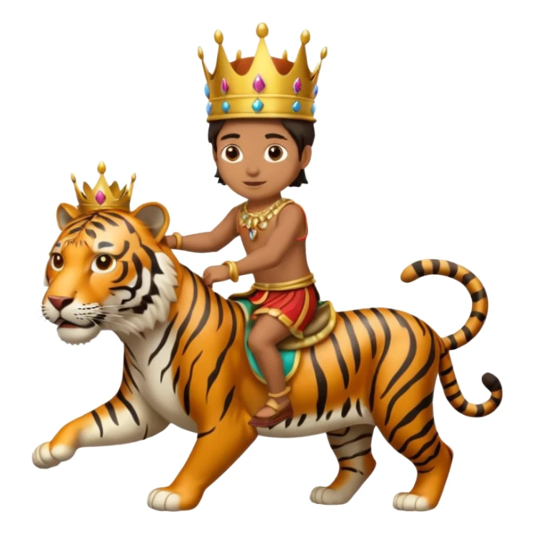 Ayyapan on tiger just sitting without any properties. Having crown  sticker