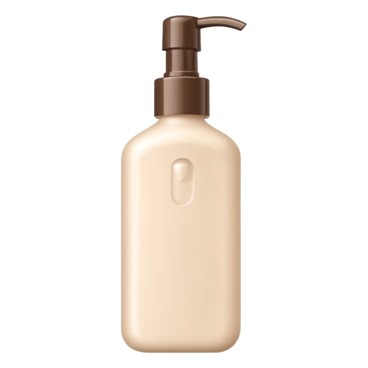 Neutral beige body lotion bottle with pump, pastel backdrop sticker