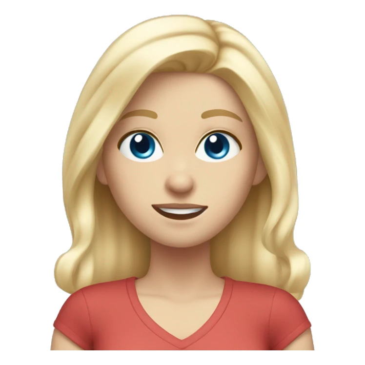 blonde white girl with blue eyes brushing her hair sticker