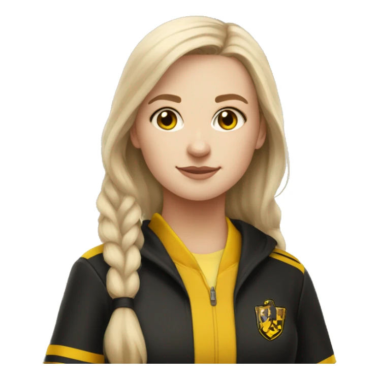 white girl wearing hufflepuff quidditch uniform sticker