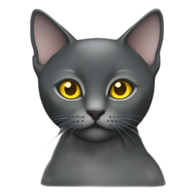 british dark gray short hair cat with gun and yellow eyes sticker
