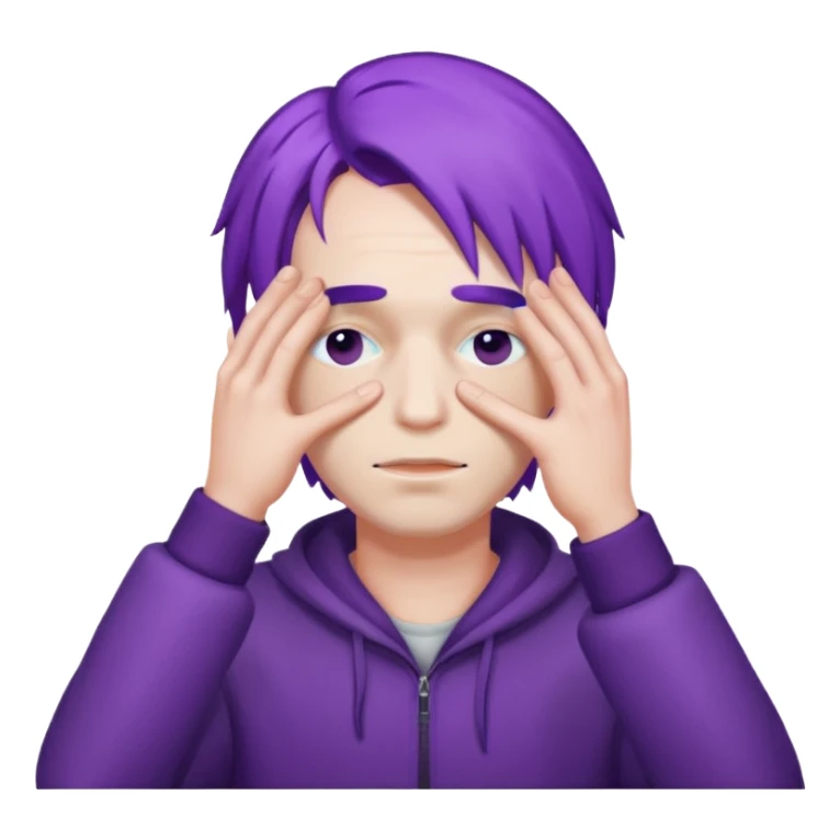 men with purple hair which cover eyes sticker