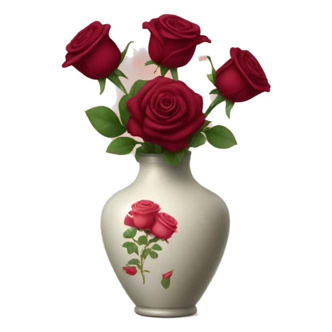 Burgundy has roses in vase  sticker