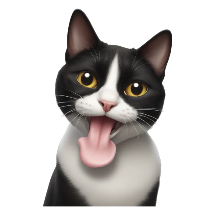 tuxedo cat sticking out tounge in a freaky way sticker