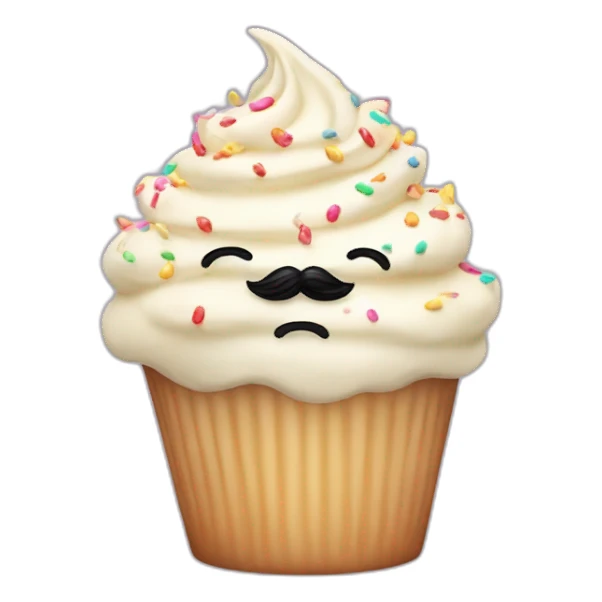 Cute vanilla Cupcake with moustaches and sprinkles  sticker