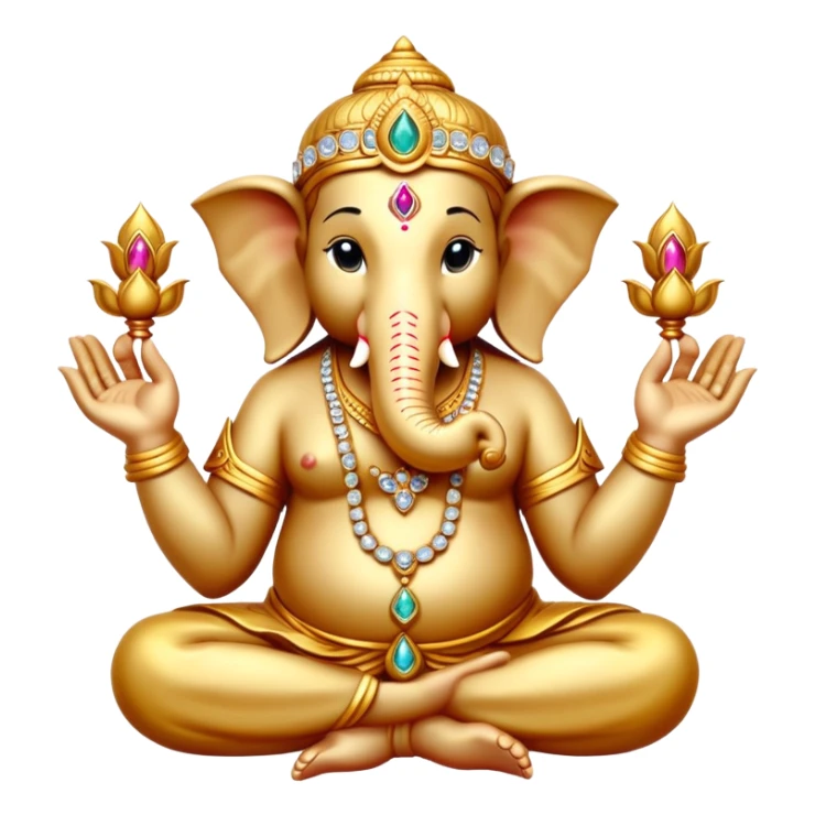 Golden and jewelled Ganesh in meditation attitude  sticker
