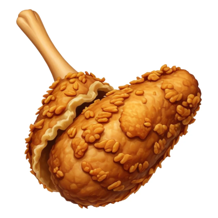 crispy fried chicken drumstick, golden-brown, light texture detail, isolated on white sticker