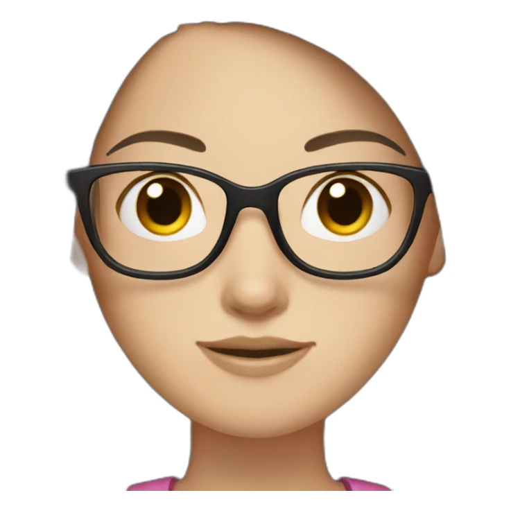 White girl with long straight dark Brown hair and glasses sticker