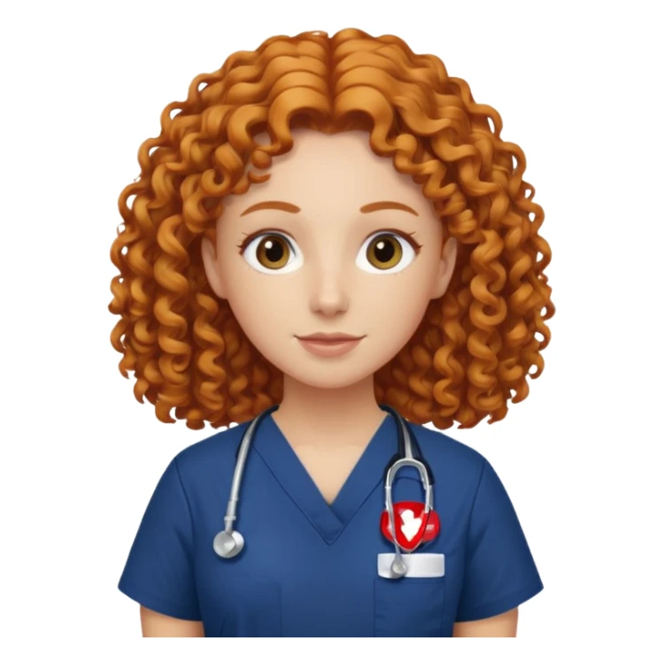 a ginger curly hair vet woman with navy blue scrub

 sticker